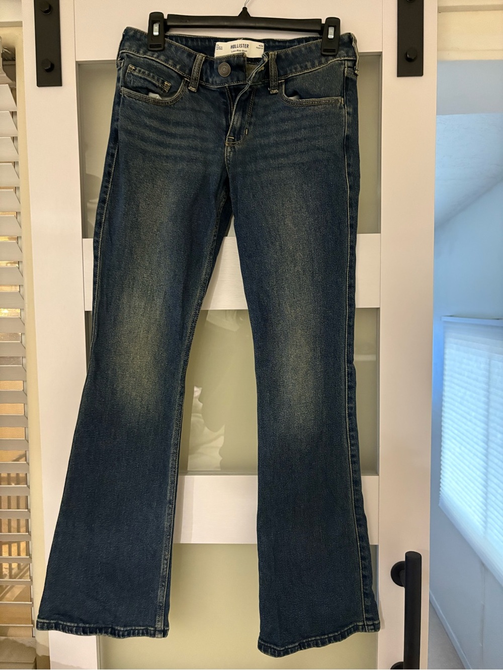 Hollister Women's Flare Jeans in Dark Blue Wash